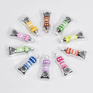 Colorful toothpaste tube charms with love engraving for DIY jewelry and necklaces