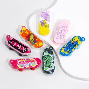 Cartoon Mini Skateboard Pendants Acrylic Graffiti Letter Charms For Keychain Bag Mobile DIY Jewelry Making Accessories
