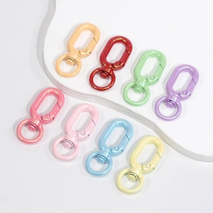 Oval spring clips in 8 colors with glitter coating for DIY keychains and bags