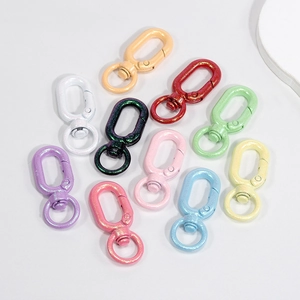 Set of 10 colorful glitter metal swivel lobster clasps for DIY keychains and bags