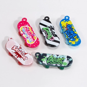 Five colorful cartoon acrylic skateboard pendants for DIY keychains and bag accessories