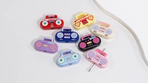 Cuentas de acrílico coloridas con forma de radio retro para joyería DIY y llaveros
