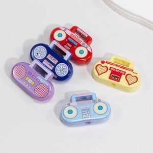 Cinco cuentas de acrílico de radio retro para bisutería DIY y llaveros artesanales