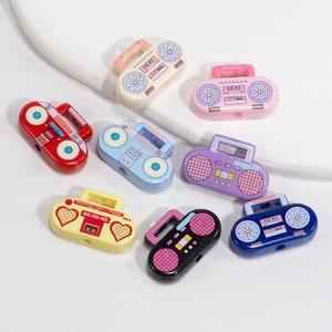 Cuentas de acrílico coloridas con forma de radio retro para bisutería DIY y accesorios