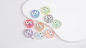 Colorful acrylic flower beads with cartoon eyes for DIY jewelry and crafts making