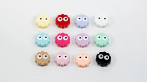 Colorful acrylic beads in soot sprite design with large eyes for DIY jewelry making
