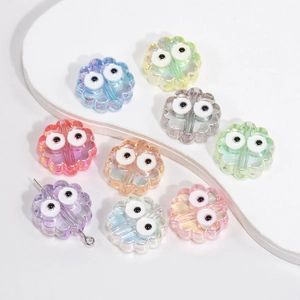 Acrylic Big Eyes Flower Loose Beads Iridescent Colorful Coal Ball DIY Jewelry Making Accessories For Necklace Bracelet