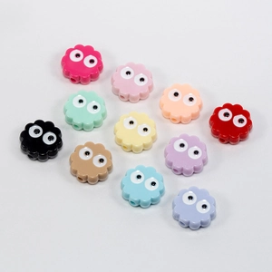 Colorful acrylic flower beads with funny eyes for DIY necklaces and craft ornaments