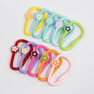 Kleurrijke Legering Bloem Karabijnhaken Snoepkleur D-Ring Veer Clip Voor DIY Sleutelhanger Rugzak Charm Decoratie