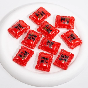 Ciondoli in acrilico rosso a forma di caramella con testo portafortuna per gioielli fai-da-te