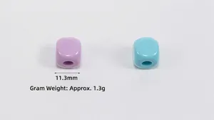 Detail showing 11.3mm acrylic square beads in pastel purple and blue for DIY jewelry