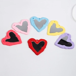 Specchi a forma di cuore effetto lava in colori pastello per gioielli DIY e ciondoli