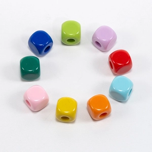 Colorful acrylic square beads with large holes for DIY jewelry making and handmade crafts