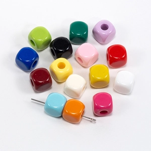 Colorful acrylic square cube beads with large holes for DIY jewelry making and crafts