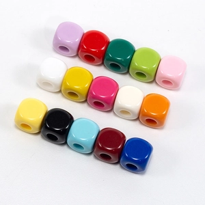 Colorful acrylic square beads for DIY jewelry making and handmade crafts with central hole