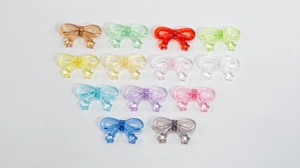 Colorful acrylic bow pendants with star accents in 13 various translucent shades for DIY
