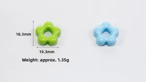 Detailed size view of acrylic flower beads 18.3mm x 19.3mm for DIY jewelry making