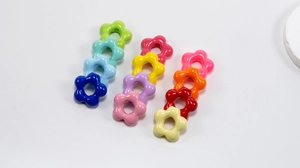 Colorful acrylic flower beads for DIY jewelry making in multiple vibrant shades