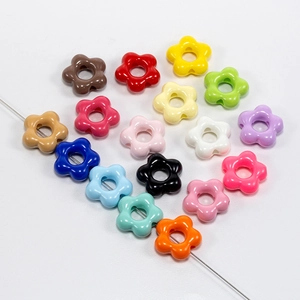 Acrylic Flower Beads For Jewelry Making Colorful Five Petal Spacer Beads DIY Keychain Necklace Pendant Handcraft Accessories