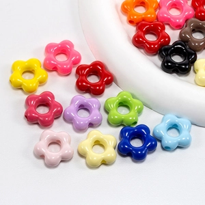 Colorful acrylic flower beads for DIY jewelry making, including necklaces and keychains