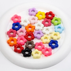 Colorful five-petal acrylic flower beads with holes for DIY jewelry and phone chain making