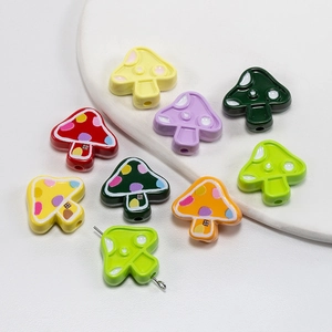Colorful mushroom beads for DIY jewelry making with pre-drilled holes for phone straps