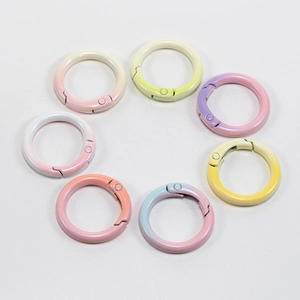 Set of 7 gradient macaron color zinc alloy round spring snap hooks for bags and DIY