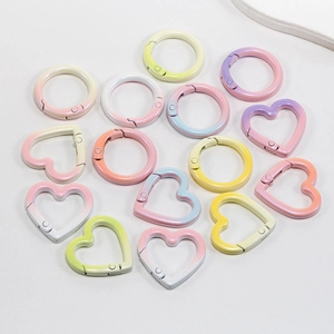 Colorful heart and round spring ring hooks with gradient macaron finish for bags