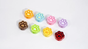 Colorful resin cat paw beads with side holes for DIY jewelry making and crafts