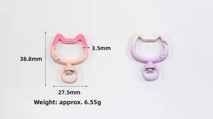 Cat-shaped alloy lobster clasp dimensions 38.8x27.5mm weighing 6.55g for DIY keychains