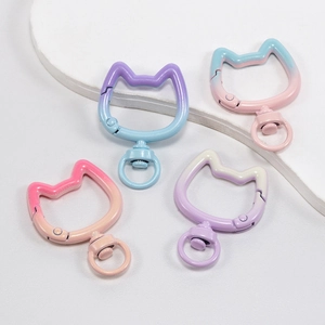 Cat Head Shaped Alloy Gradient Lobster Clasp DIY Jewelry Keychain Accessories Macaron Colored Spring Hook Buckle