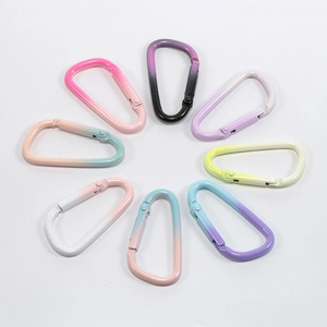 Set of 8 colorful D-shaped aluminum carabiners with gradient matte finish for keychains