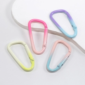 Four gradient macaron metal D-ring carabiners for DIY keychains and accessories
