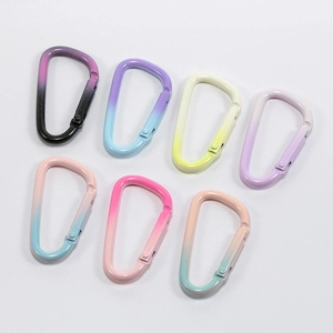Set of 7 gradient metal D-ring carabiner clips with spring buckles for DIY keychains