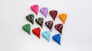 Set of 12 colorful leopard print heart charms for DIY jewelry and keychain making