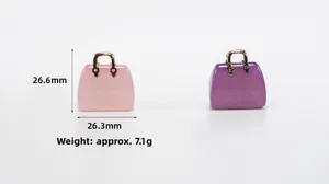 Dettagli dimensionali dei ciondoli a borsa in acrilico con glitter e manico
