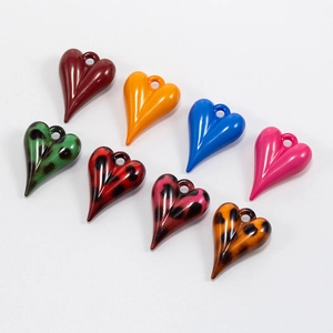 Colorful long heart-shaped charms with leopard print for DIY keychains and bags