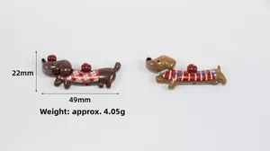 Detail view of acrylic dachshund charms for DIY crafts with 49x22mm size specs