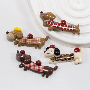 Cartoon Dachshund Dog Acrylic Resin Beads DIY Handmade Jewelry Accessories For Hair Clips Keychains Phone Case Decoration