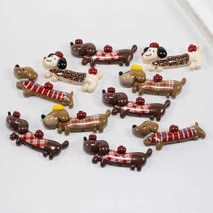 Cute acrylic cartoon dachshund dog charms in various patterns for DIY jewelry making