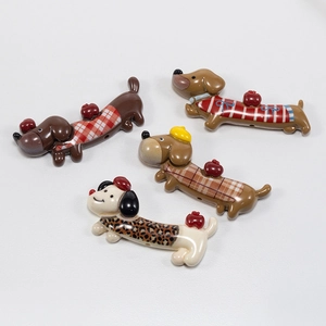 Cartoon acrylic dachshund charms with various patterns for DIY jewelry and crafts