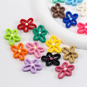 Hollow Flower Acrylic Beads Candy Color Spray Painted Irregular Floral Loose Beads For DIY Necklace Bracelet Jewelry Making