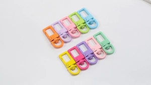 Detailed set of 10 colorful square metal lobster clasps for DIY jewelry making and crafts