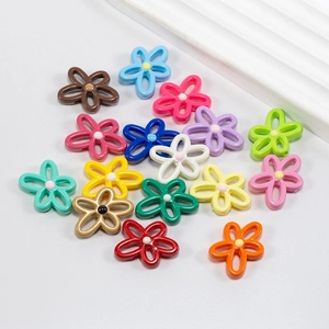 Colorful candy-colored hollow flower beads for DIY jewelry making and necklace crafts
