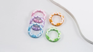 Polka dot spring rings in five vibrant colors for DIY keychains and bag accessories