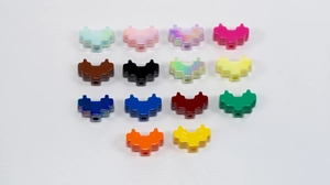 Macro view of colorful pixel heart acrylic beads for DIY jewelry and phone charms