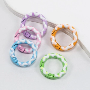 Five-pack set of colorful polka dot spring rings for DIY keychains and bag accessories
