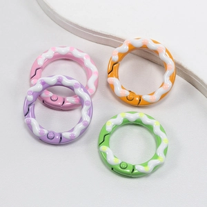 Colorful polka dot round spring rings for DIY keychains and jewelry making accessories