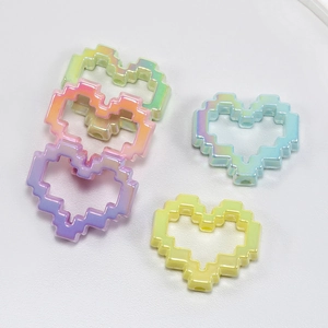 DIY colorful pixel heart acrylic beads with pearlescent finish for mobile phone chains