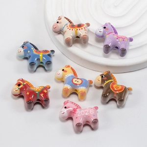 Acryl Pony Vorm Losse Kralen Met Gunstige Tekens Patroon Glanzende DIY Sieraden Accessoires Voor Ketting Telefoon Ketting